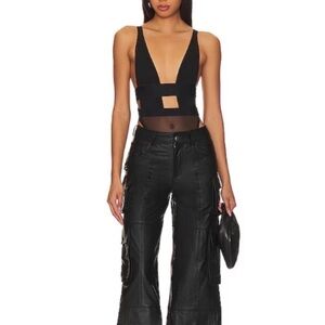 New! BLUEBELLA Black Topaz Plunge Soft Bodysuit 1885